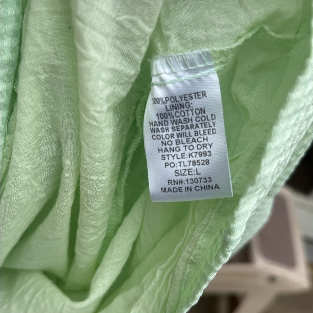Umgee Mint Green Gingham waffle style Blouse Size Large - Picture 6 of 8